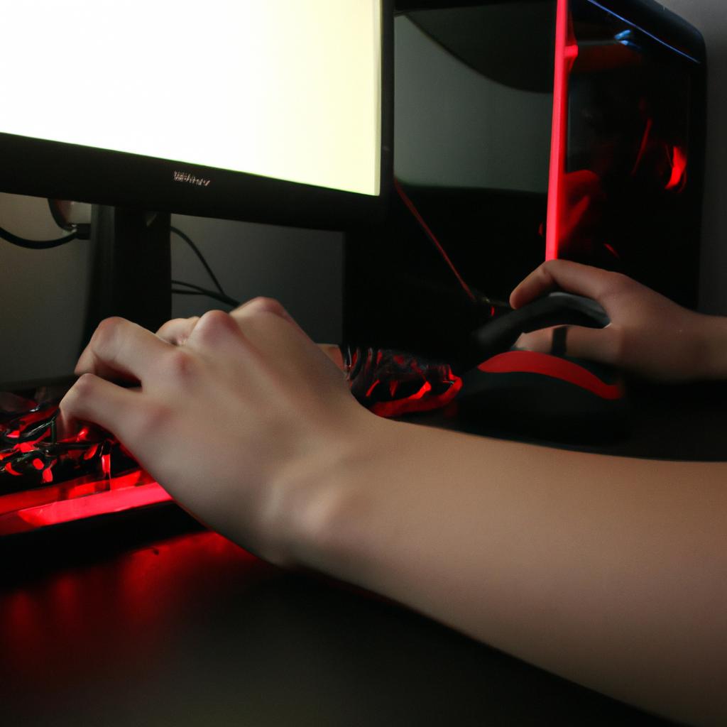 Person using computer for gaming